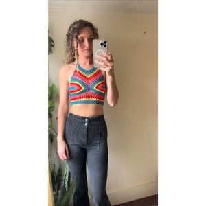 artisan made rainbow crochet crop top